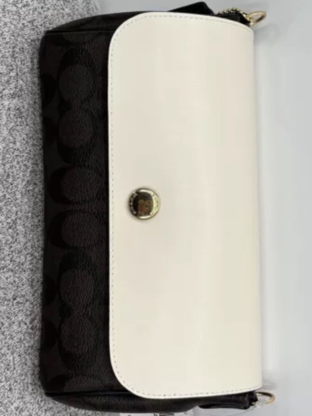 Coach Crossbody Brown Signature Coated Canvas Black/Cream Flap 59534 Reversible